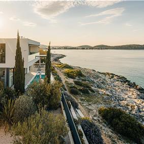3 x 5 bedroom seafront villa with heated infinity pool near Rogoznica, sleeps 10